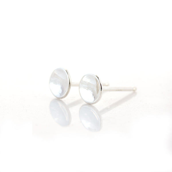 Sterling Silver Pebble Stud Earrings - polished finish