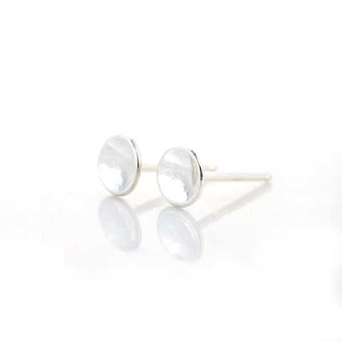 Sterling Silver Pebble Stud Earrings - polished finish