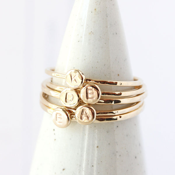 Tiny Initial Ring in 14k Gold