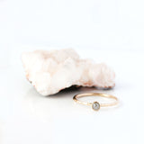 Tiny rose cut coloured diamond & 14k gold ring