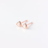 14k Gold Tiny Heart Stud Earrings