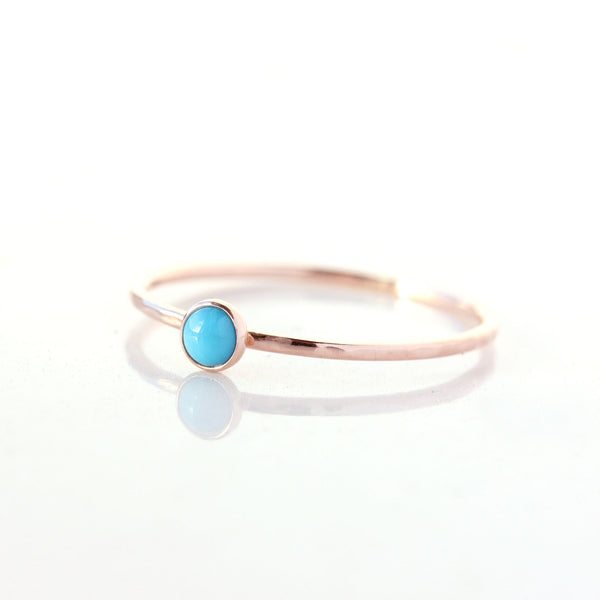 Tiny turquoise & 14k yellow gold fine stacking ring