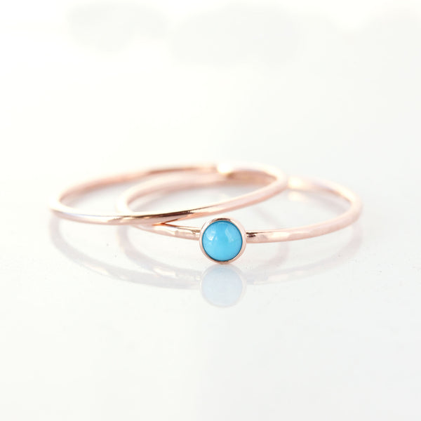 Tiny turquoise & 14k yellow gold fine stacking ring