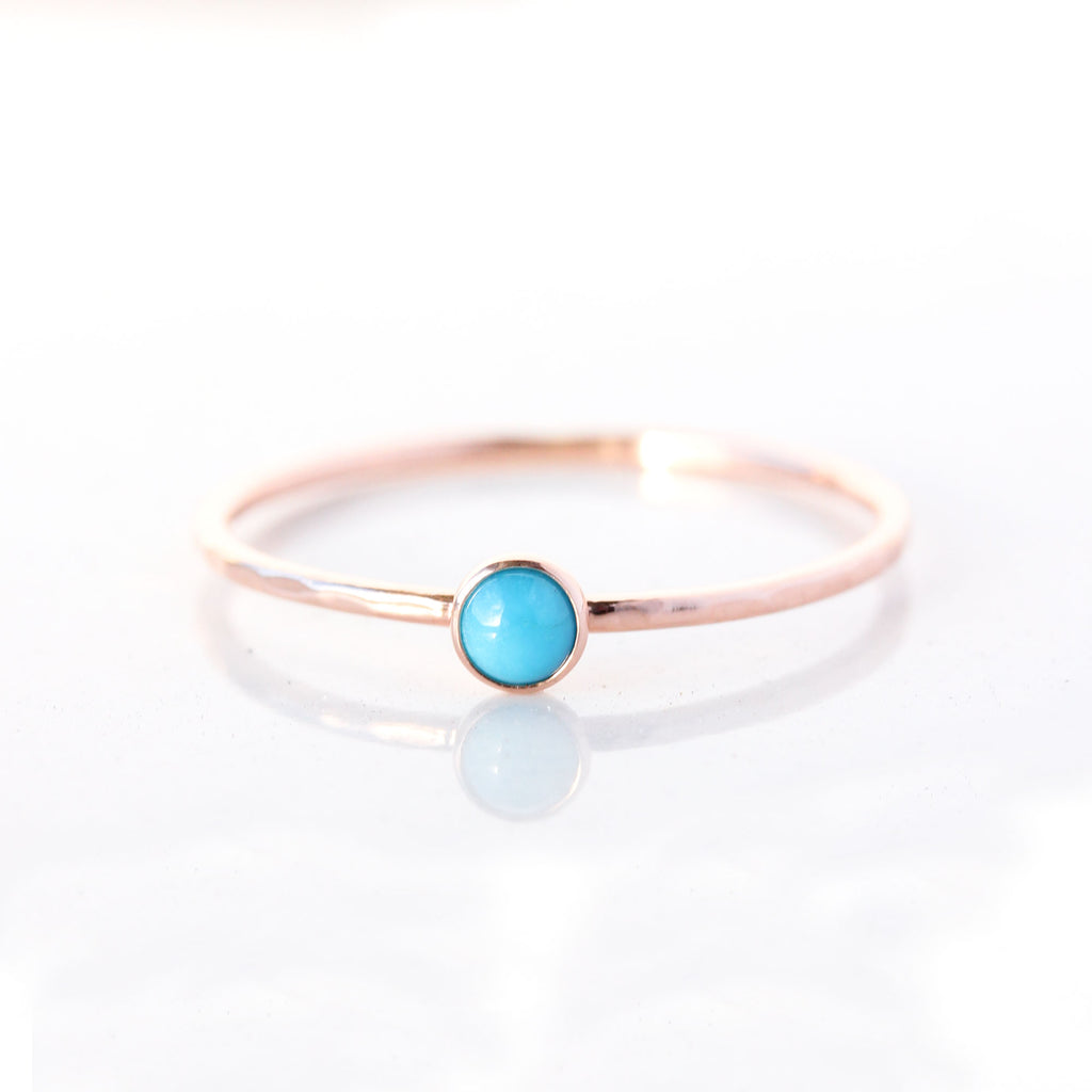 Tiny turquoise 14k yellow gold fine stacking ring Belinda Saville