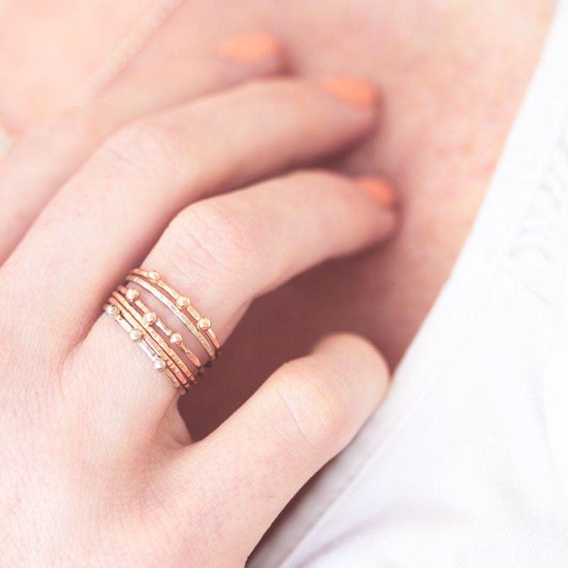 Delicate gold stacking rings